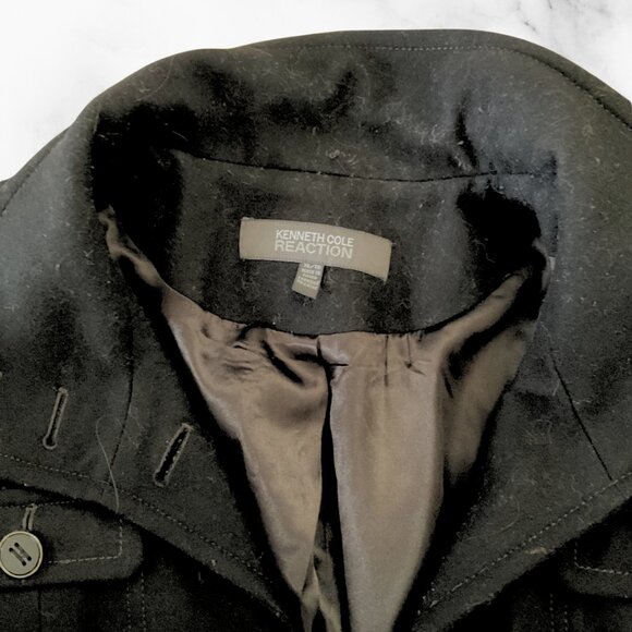 Kenneth Cole Reaction Black Pea Coat - Picture 3 of 4